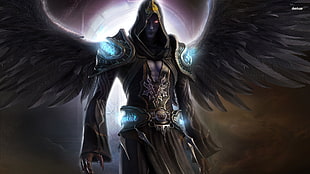 Diablo 3 character game wallpaper, Dark Angel, wings, dark fantasy, magician HD wallpaper