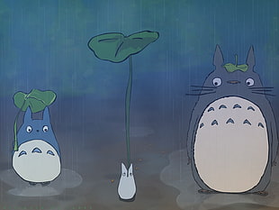 two white and black bird and bird paintings, Totoro, My Neighbor Totoro, Studio Ghibli