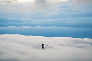 black bridge, aerial view, bridge, clouds
