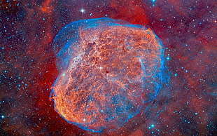 brown, red, and blue galaxy wallpaper, space