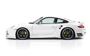 white Porsche 911 coupe, TechArt, Porsche, Porsche 911 Turbo, white cars