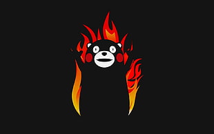 black bear with fire background wallpaper, kumamon, memes, minimalism