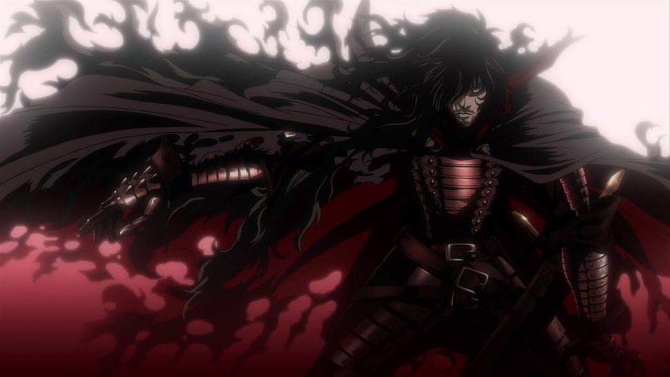 man wearing black armor and black cape digital wallpaper, Alucard, Dracula, Hellsing HD wallpaper