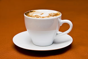 white ceramic cup on saucer HD wallpaper