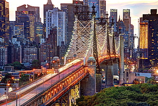 brown and gray bridge near high rise buildings, Manhattan, Queensboro Bridge, skyscraper, New York City HD wallpaper