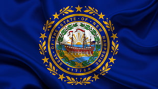 Seal of the State of New Hampshire patch, New Hampshire, flag HD wallpaper