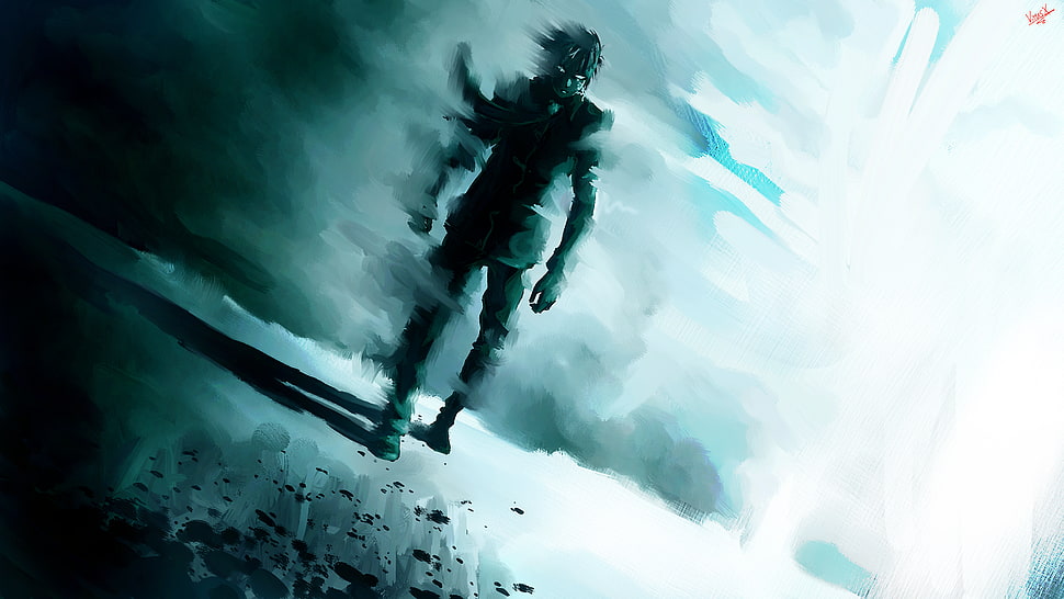 man in coat walking painting, Dark Link HD wallpaper