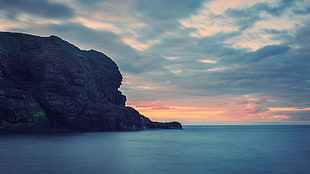 brown cliff, coast, nature, sky HD wallpaper