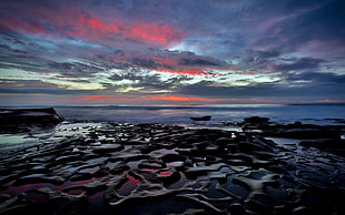gray and orange clouds, landscape
