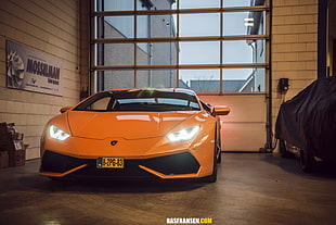 orange Lamborghini Huracan HD wallpaper