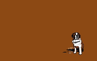 brown and white St. Bernard illustration