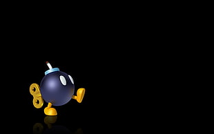 black cartoon character, Mario Bros., Bob-omb, simple background, video games HD wallpaper