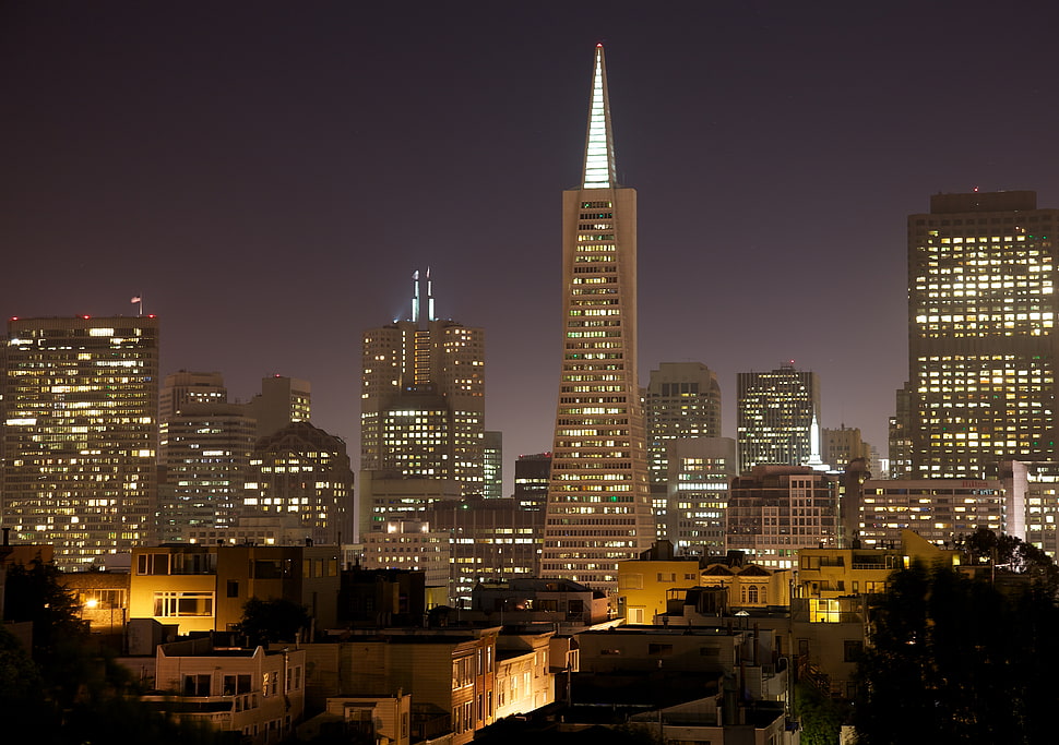 cityscape photography during night time, san francisco HD wallpaper