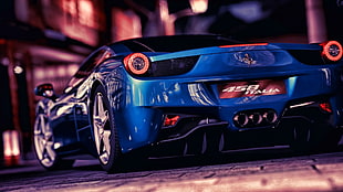 blue sports car, car, Ferrari 458, Gran Turismo 5, video games