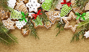 white and green christmas tree ornaments