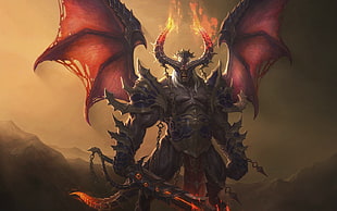 devil warrior holding sword illustration
