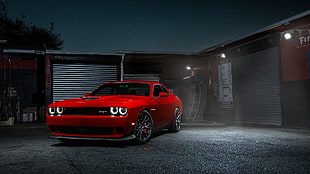 red Chevrolet Camaro, Dodge, Dodge Challenger Hellcat, red, car HD wallpaper