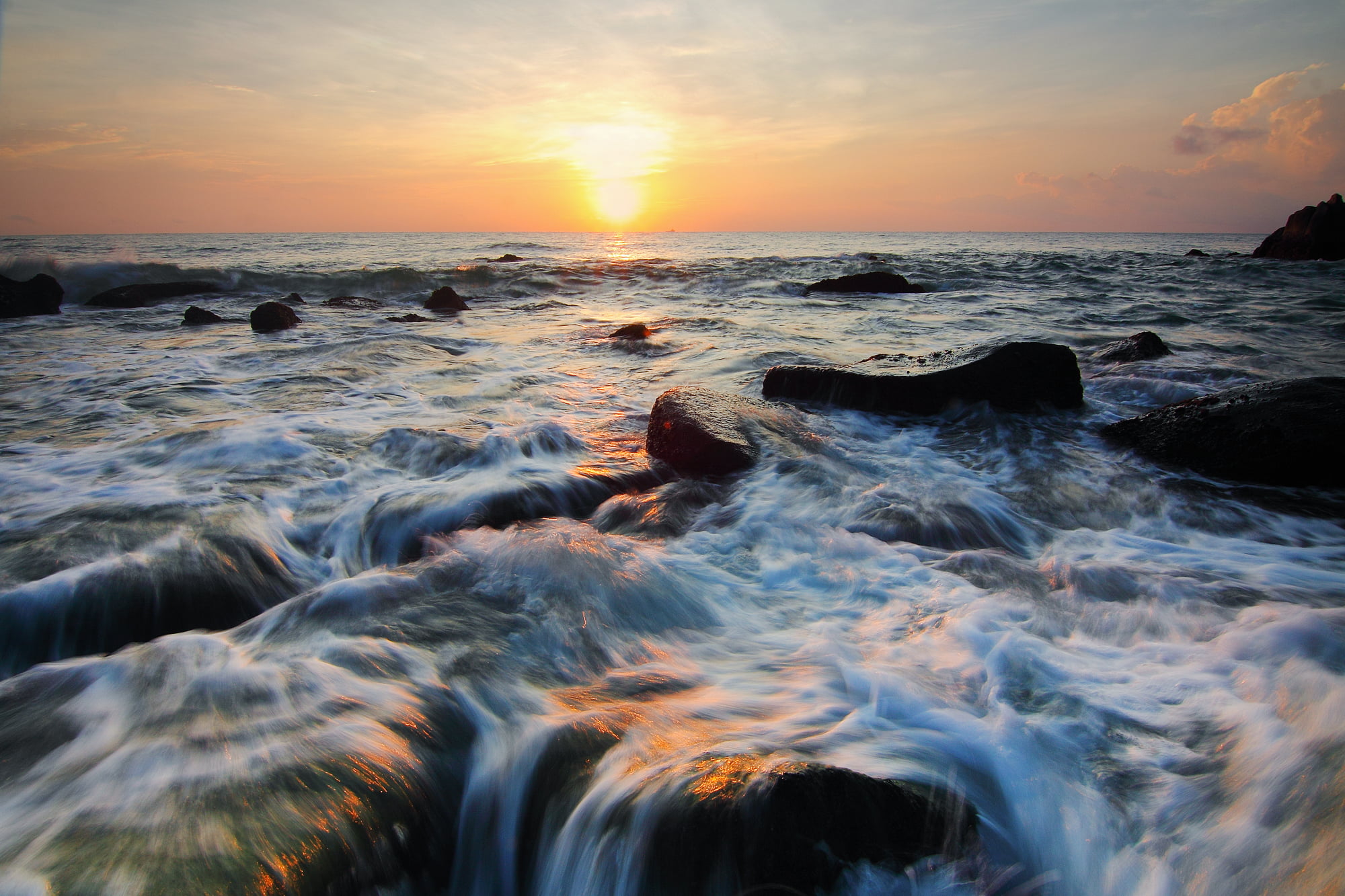 sea, dawn, landscape, nature