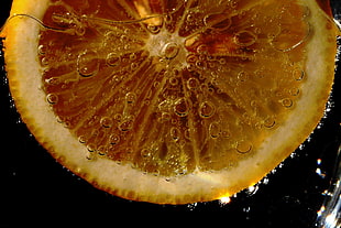 sliced lemon with liquid