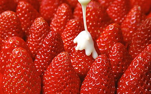 red strawberries with white cream