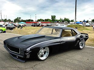 black coupe, car, tuning, rims, Chevrolet HD wallpaper
