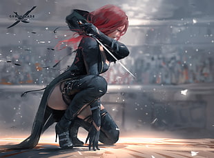 red haired woman character wallpaper