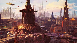 movie still screenshot, artwork, futuristic city, science fiction, digital art