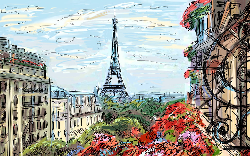 Eiffel Tower, Paris painting HD wallpaper