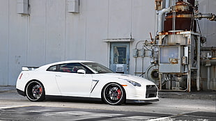 white coupe, Nissan GT-R, Nissan, white cars, car