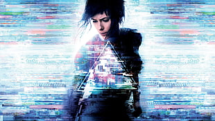 female anime character digital wallpaper, Ghost in the Shell, Scarlett Johansson, Kusanagi Motoko, Ghost in the Shell (Movie)