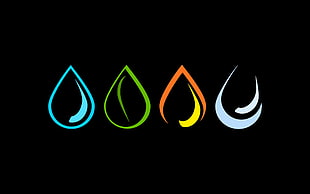 four teardrop illustrations