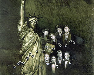 Liberty Statue and men illustration HD wallpaper
