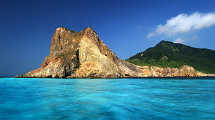 brown butte, landscape, sea, rock, coast HD wallpaper