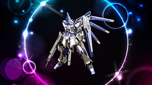 white and blue robot action figure, Gundam, RX93 Hi-Nu, Mobile Suit Gundam: Char's Counterattack, mech HD wallpaper