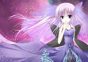 female Anime character with purple hair digital wallpaper HD wallpaper