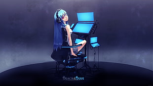 Black N Blue poster, anime, computer