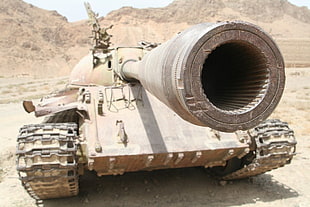 gray cannon, military, vehicle, tank, T-55