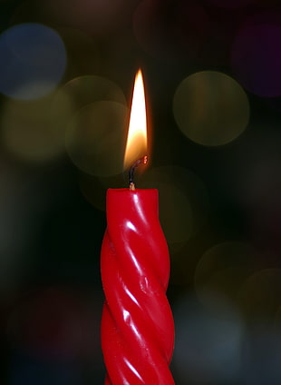 red candle, Candle, Wax, Wick