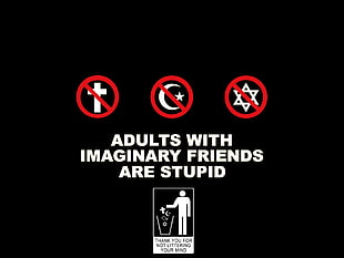 adults with imaginary friend area tupid text, text, religion, atheism HD wallpaper