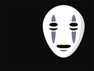 white and purple mask digital wallpaper, Spirited Away, Spirit, Hayao Miyazaki, minimalism