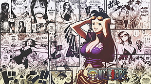 two black and white photo of man, One Piece, Nico Robin HD wallpaper