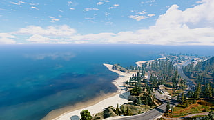 trees and sea, Grand Theft Auto V, Redux, Mod, horizon