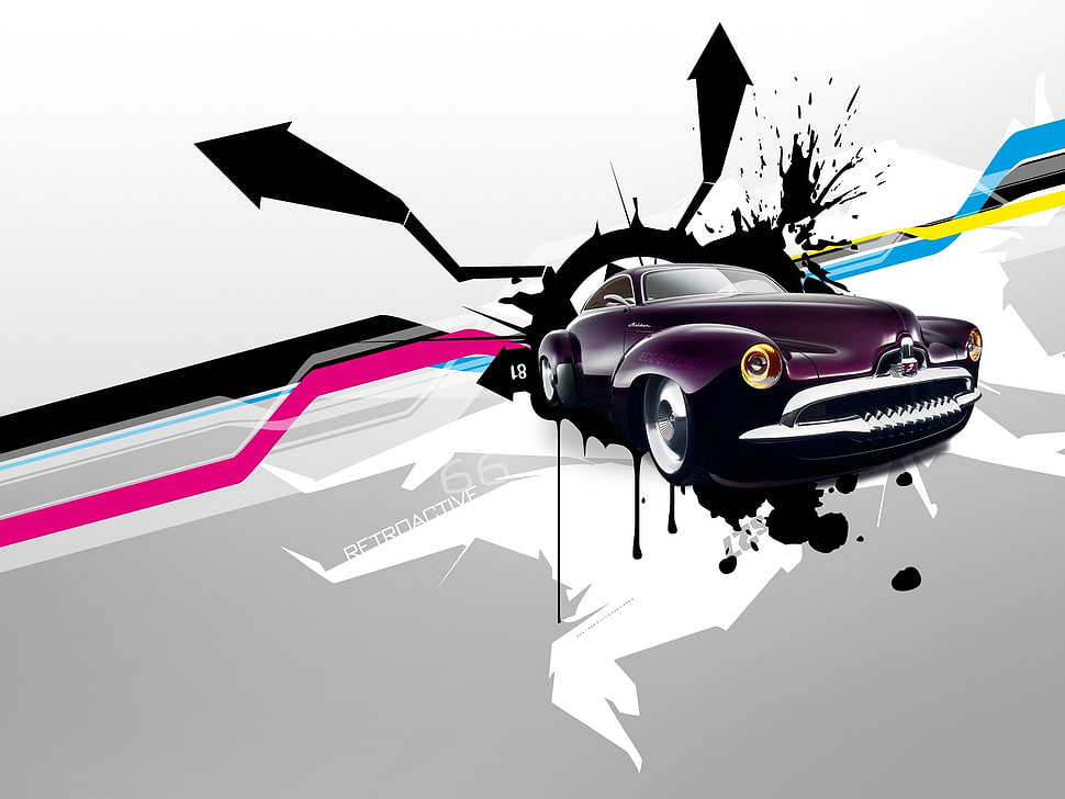 purple coupe poster HD wallpaper