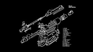 power tool blueprint, gun, Exploded-view diagram, mauser