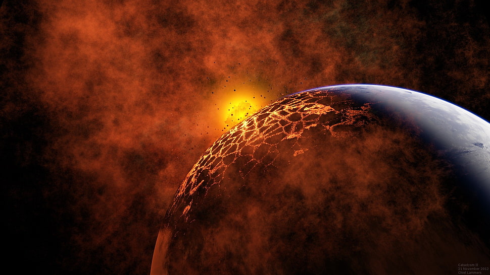 gray planet, space, planet, destruction HD wallpaper