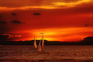 sailing boat over the horizon HD wallpaper
