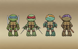 TMNT characters illustration, painting, turtle, ninjas, colorful
