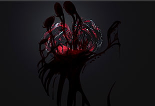 black and red abstract illustration, heart, blood