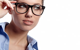 photo of woman wearing black framed eyeglasses