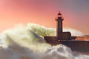 beige stone lighthouse, lighthouse